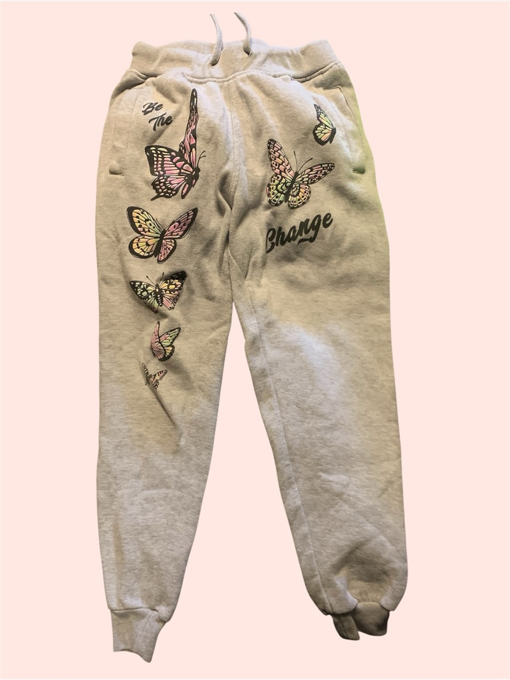 Gray Butterfly Graphic Sweatpants